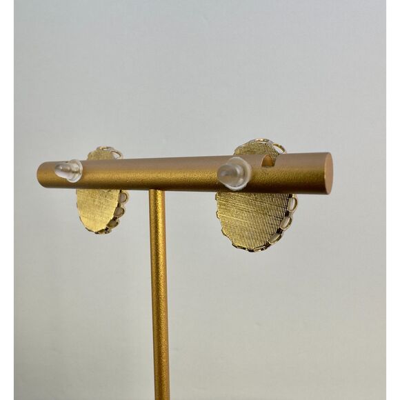 Vintage Handpainted Iris Earrings - Picture 3 of 5